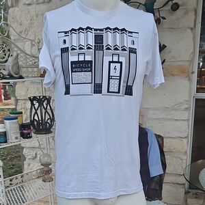 Bicycle Speed Shop Houston Texas, White Cotton T-Shirt M